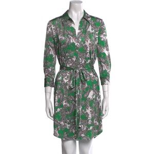 L'AGENCE Addison Green Paisley Print Shirt Dress Sz M
